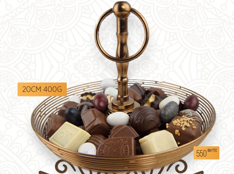 Panier Cadeau Chocolat de Noel, 20 Cookie Chocolates Maroc