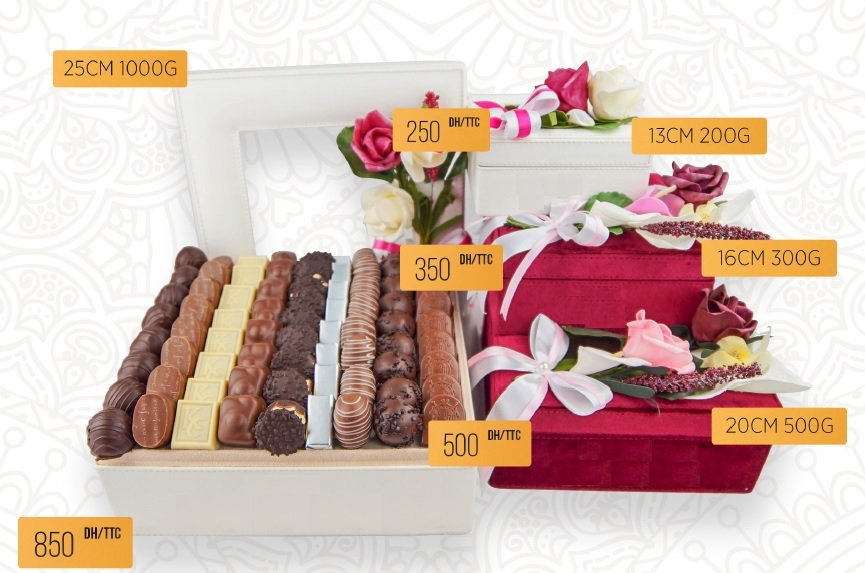 coffret chocolat suisse floral carré 1Kg maroc